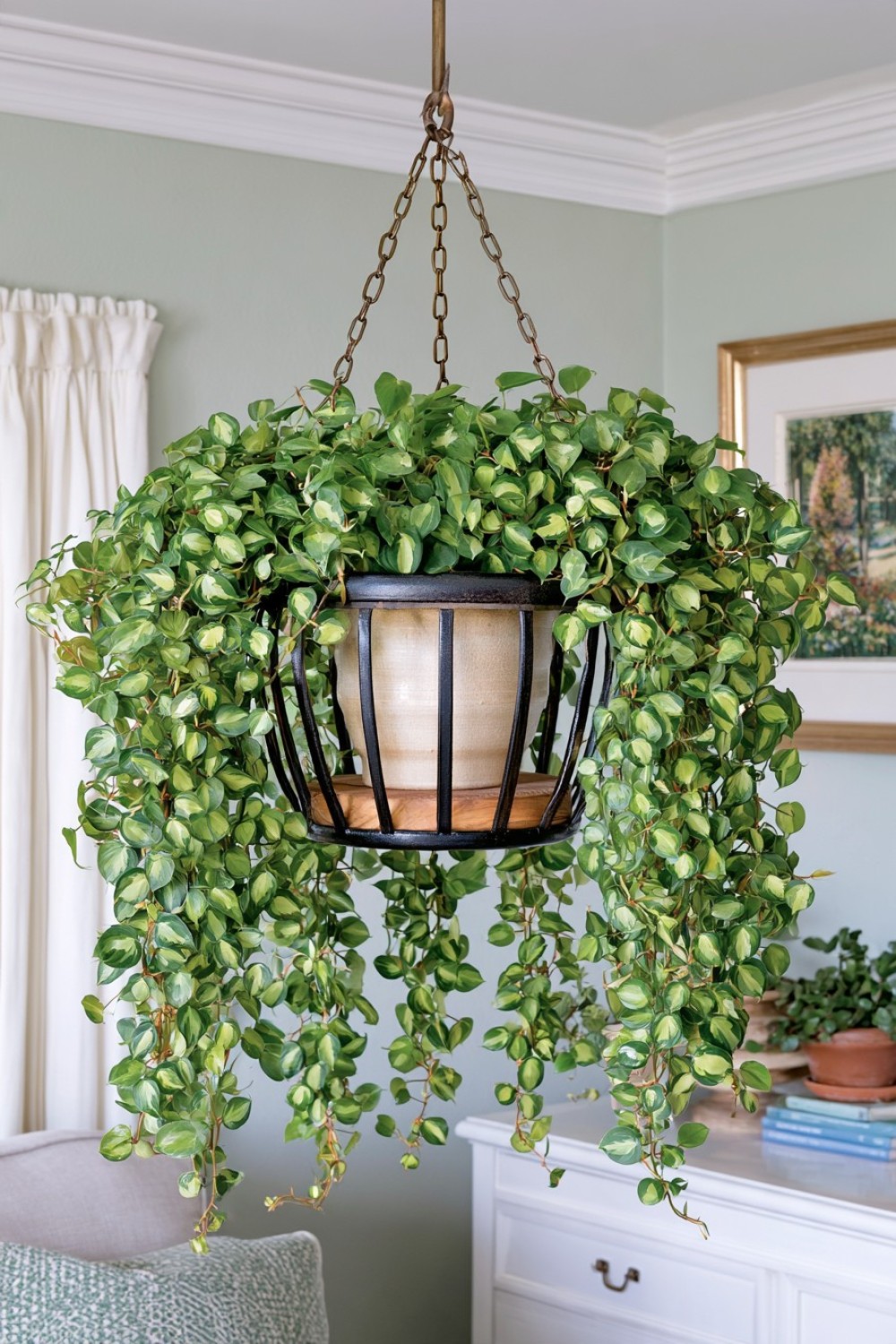 3. Lampshade Frame Hanging Planter
