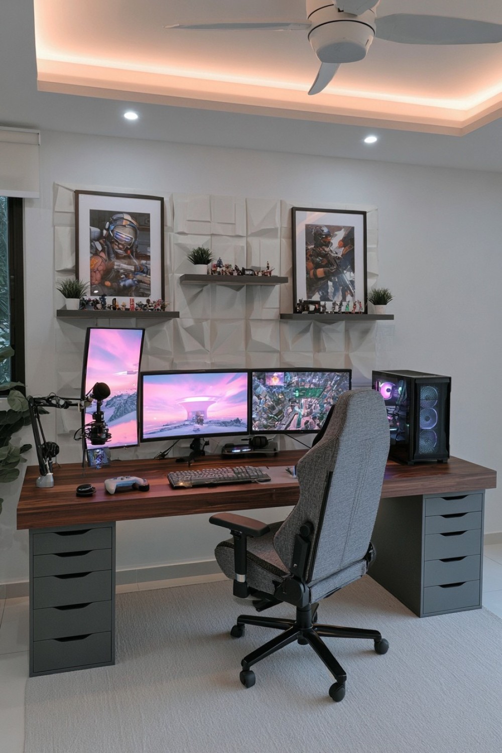 Streamer-friendly gaming room with an organized camera background