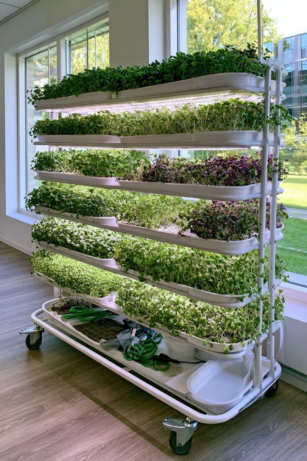 17. Rolling Microgreen Container Cart