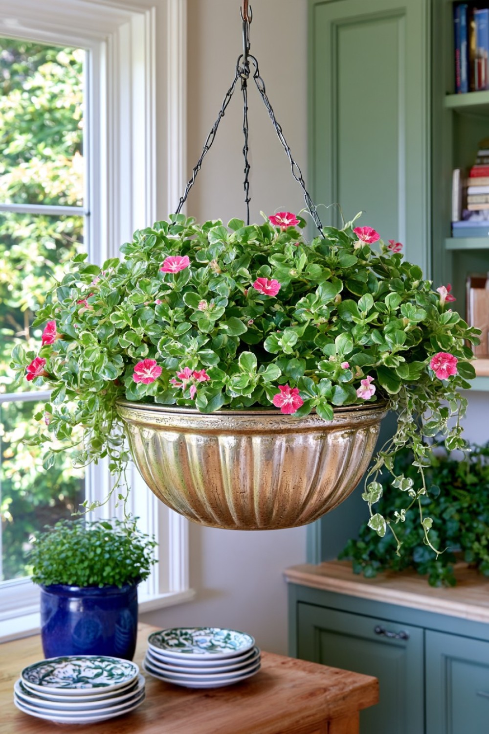 18. Upcycled Baking Mold Hanging Planter