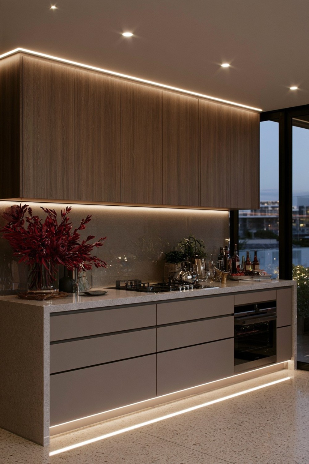1. Hide LED Strips Beneath Kitchen Cabinets