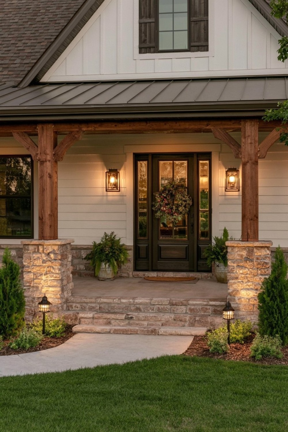 4. Warm Grazing Light On Stone Columns