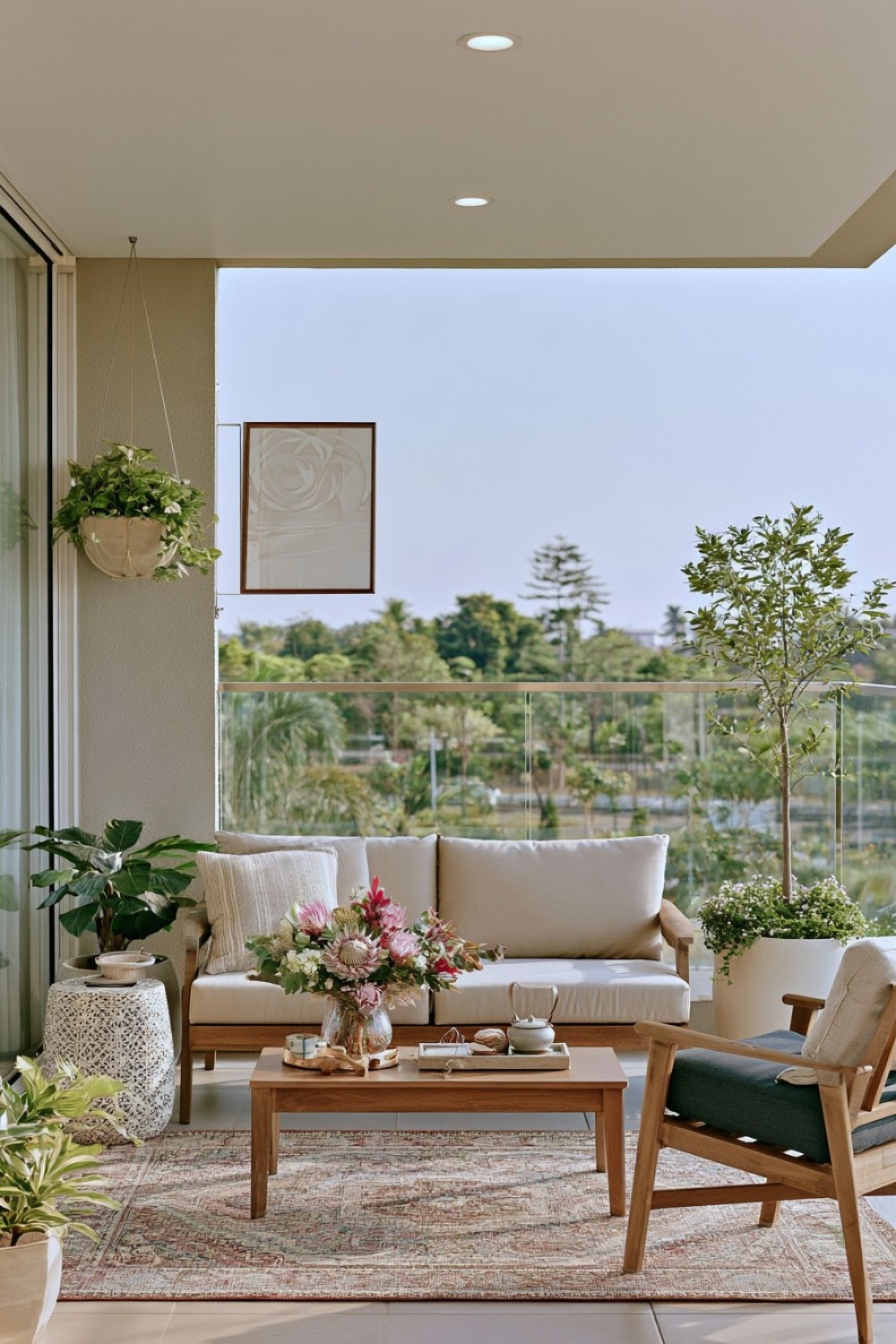 Artistic balcony featuring one oversized weather-resistant focal point