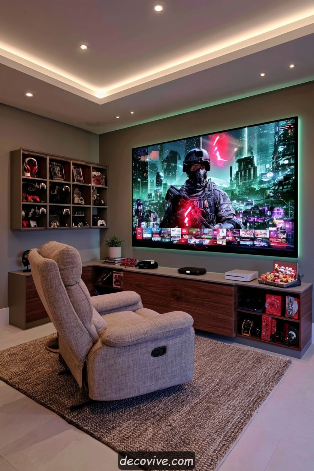 Dedicated handheld console gaming corner with charging storage