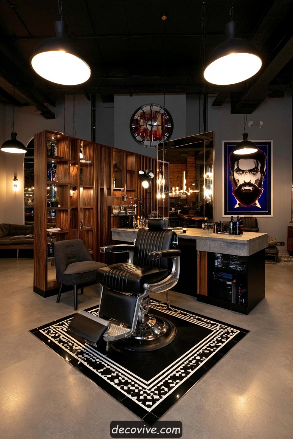 Semi-private VIP barber corner with a comfortable service station