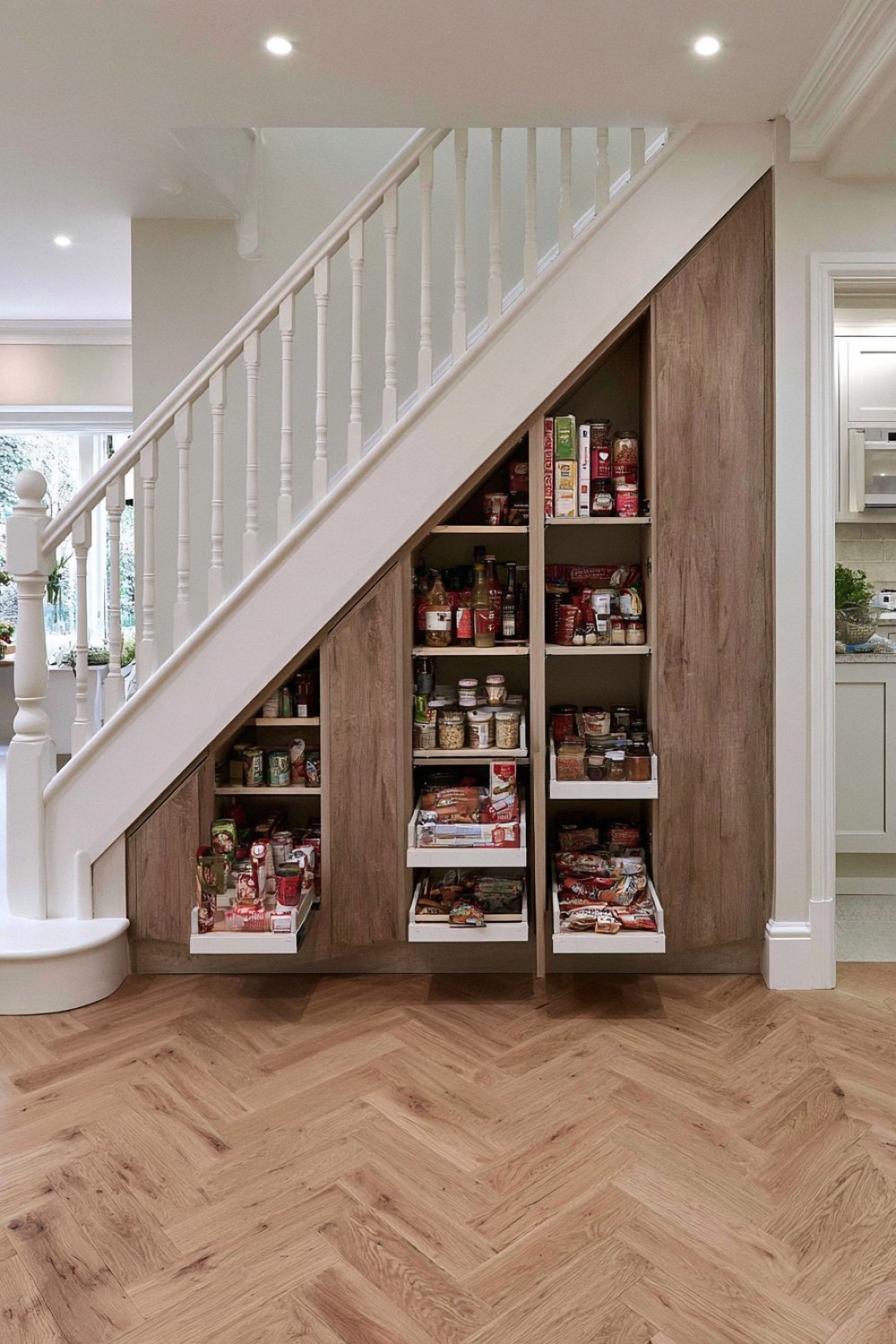 1. Graduated Pull Out Pantry Beneath The Stairs