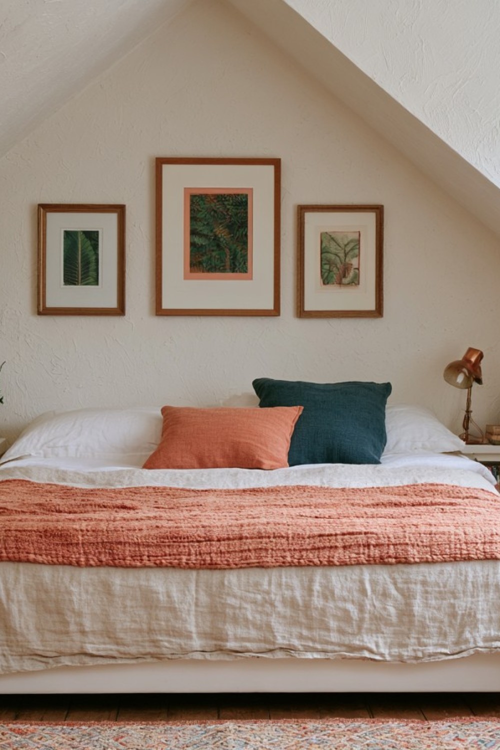 Modern minimalist attic bedroom with concealed storage