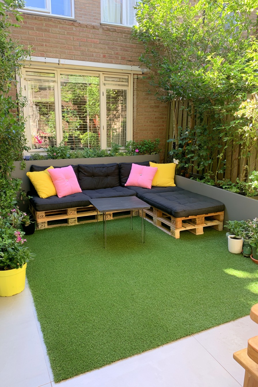 Pallet corner sofa with an extended chaise lounge section
