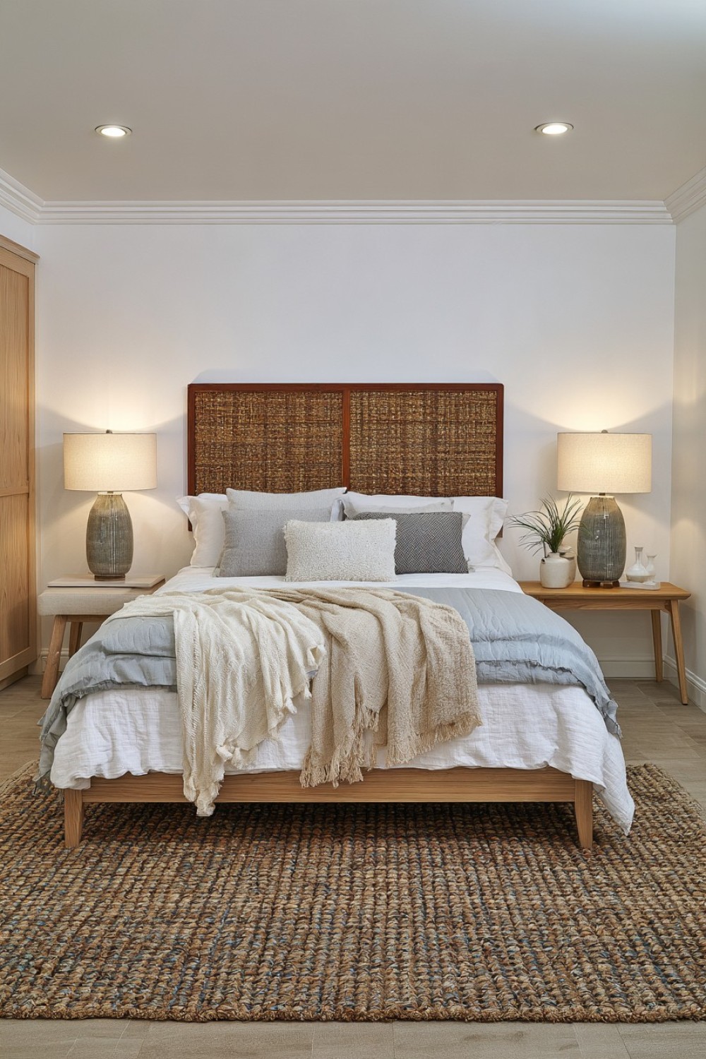 Calm Scandinavian inspired basement guest suite with light wood