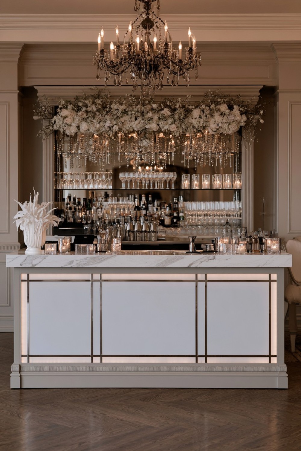 12. Frosted Silver Reception Bar Facade