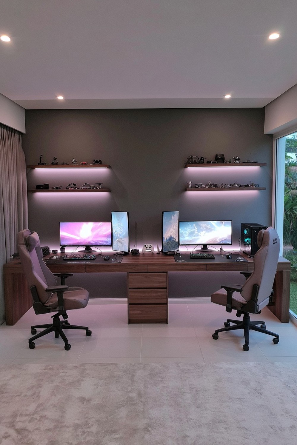 Dual gaming room setup arranged for two players