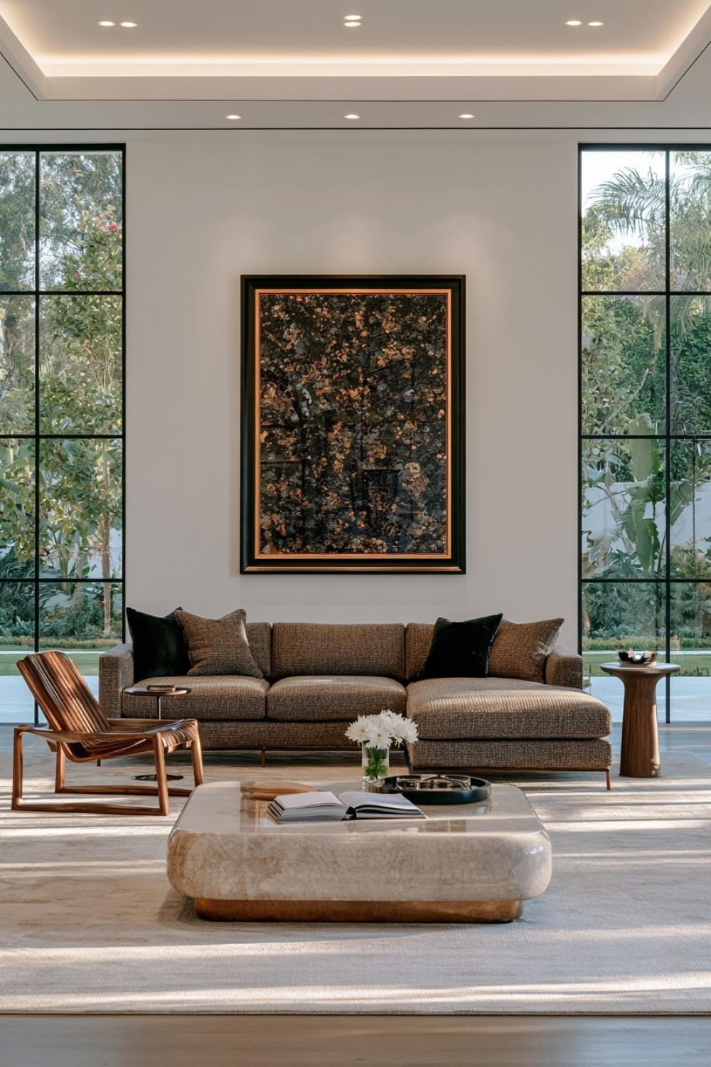 Asymmetric sofa layout featuring one extended chaise section