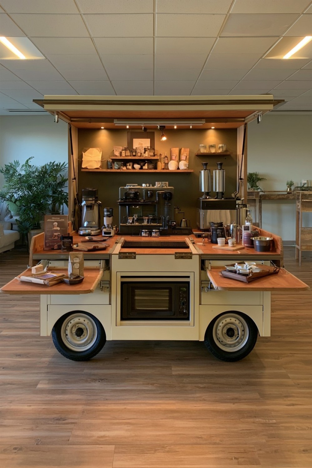 12. Foldable Coffee Cart For Pop Up Events