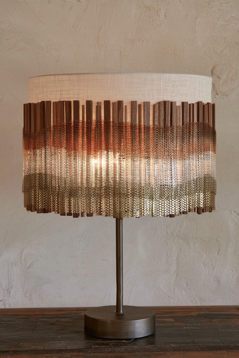 16. Linen, Walnut And Brass Day To Night Shadow Shade