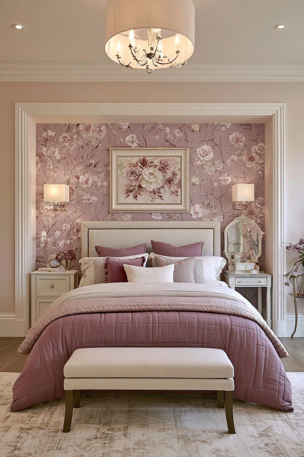 4. Floral Wallpaper Inside A Single Recess