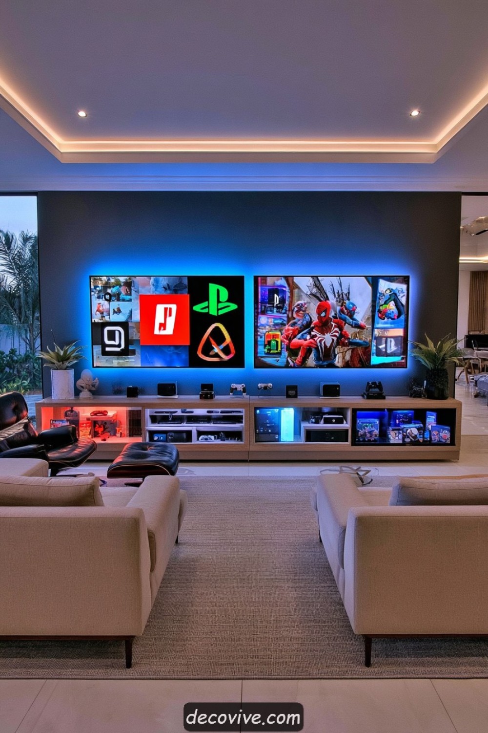 Double-screen console wall supporting flexible multiplayer gaming