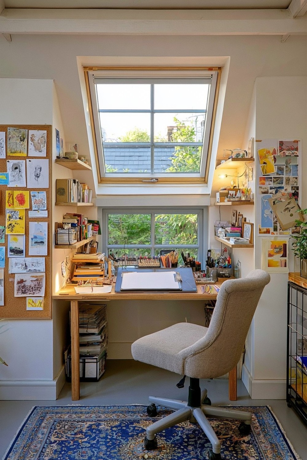 Attic dormer converted into a dedicated illustration workspace