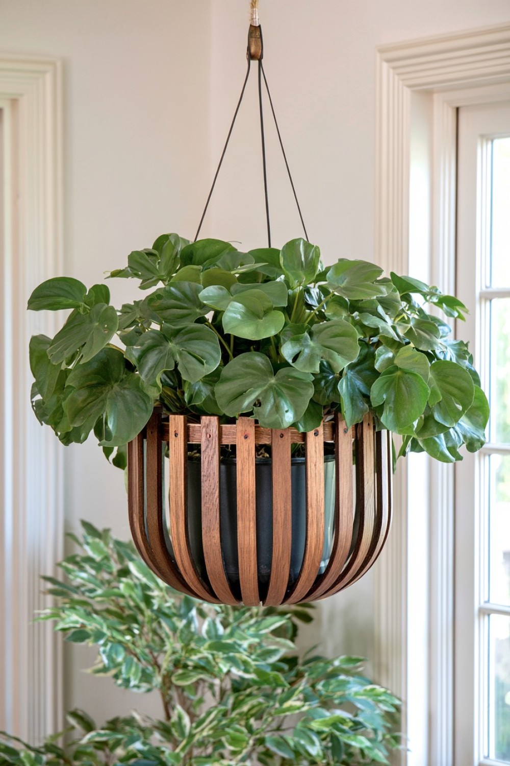 10. Slatted Timber Hanging Planter