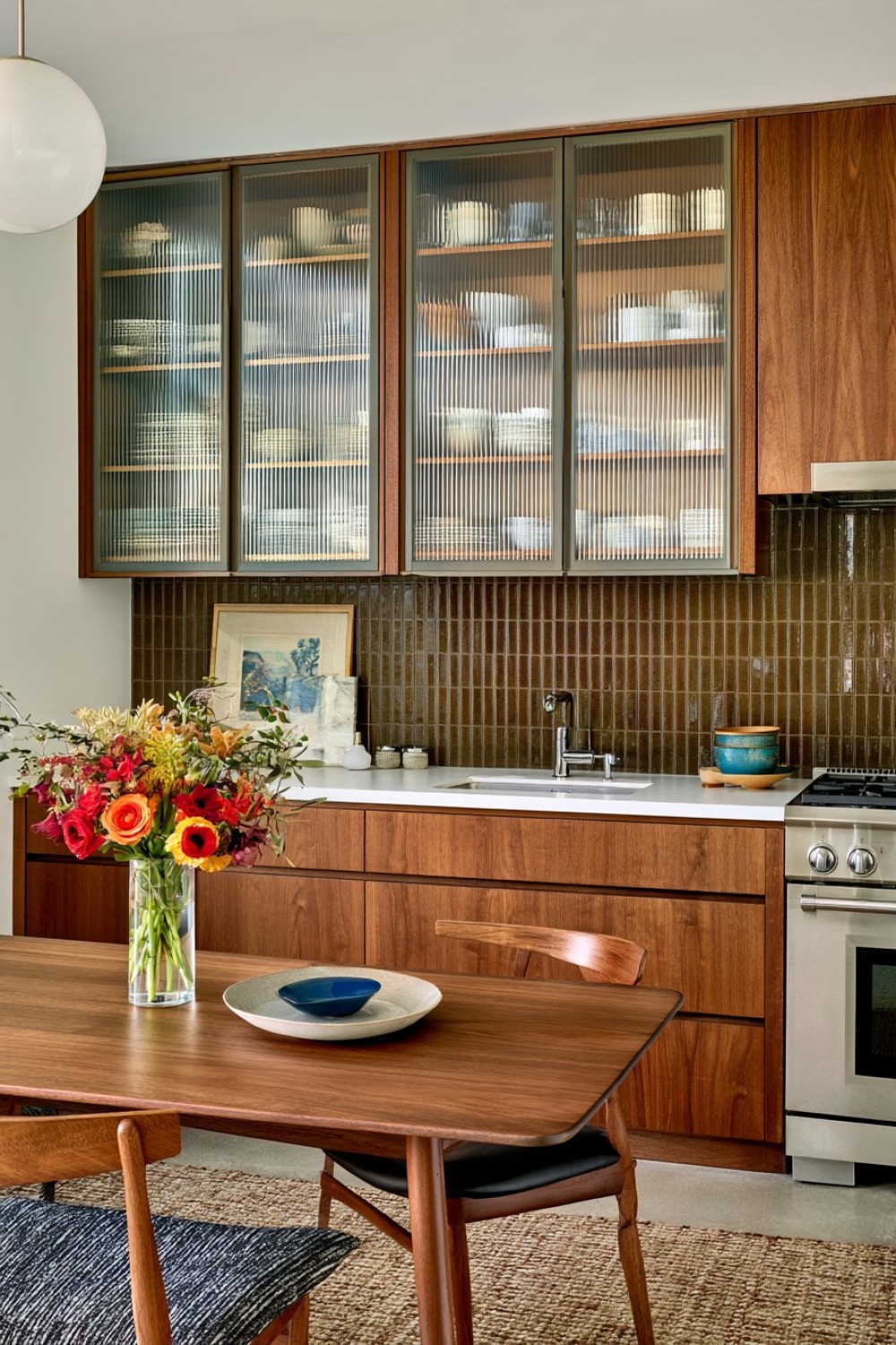 11. Ribbed Glass Upper Cabinets