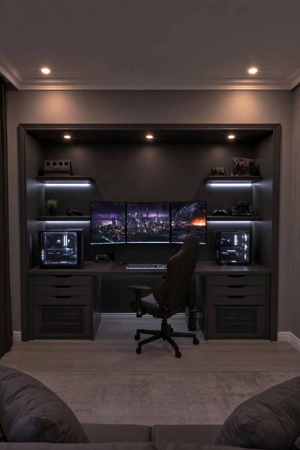 6. Built In Gaming Command Center Inside An Alcove