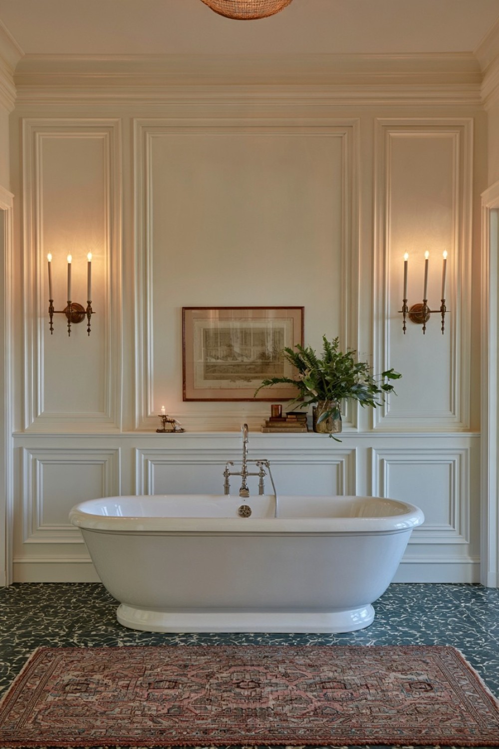 15. Traditional Wall Molding Framing The Bathtub