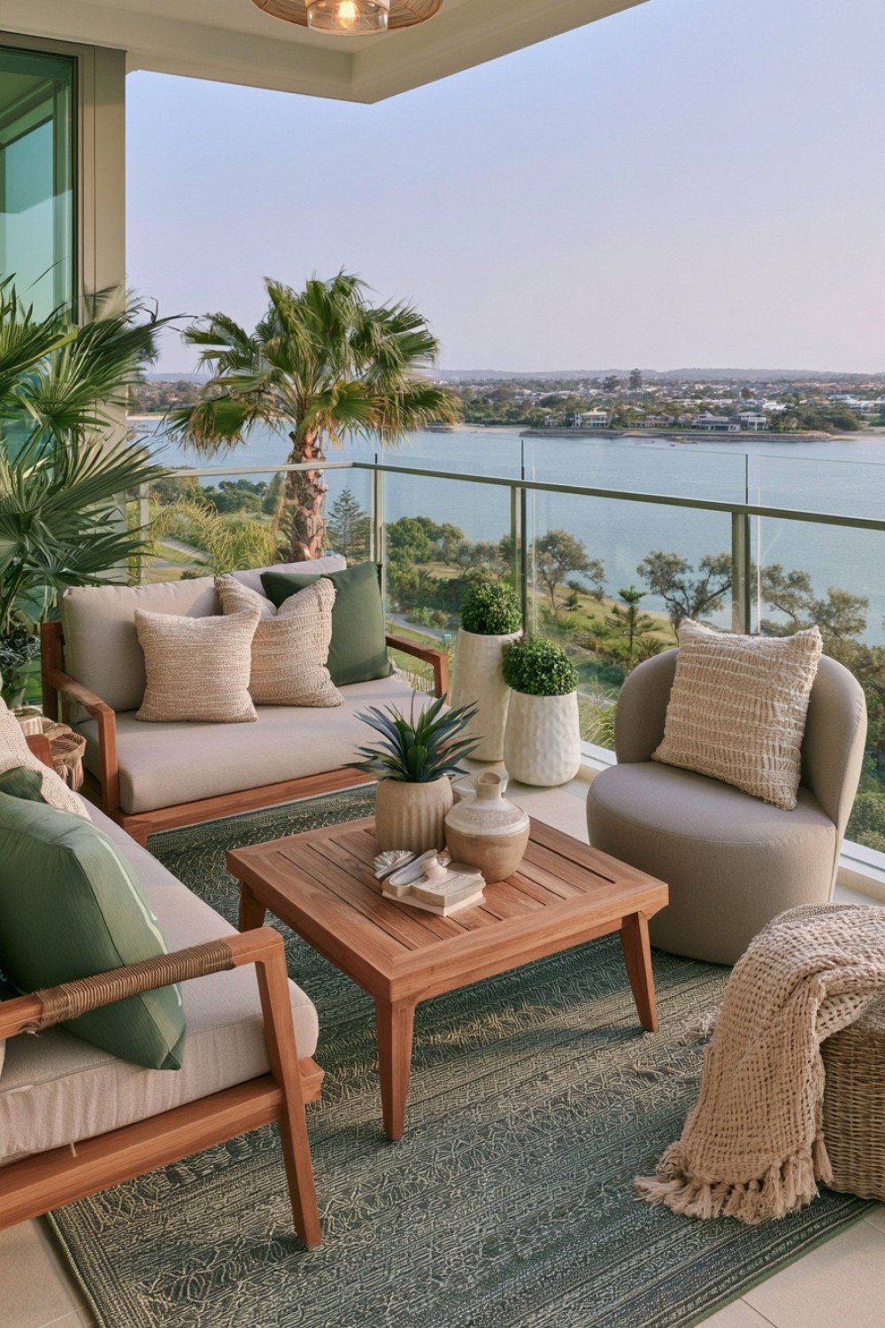 Balcony styled as a natural continuation of the adjoining interior