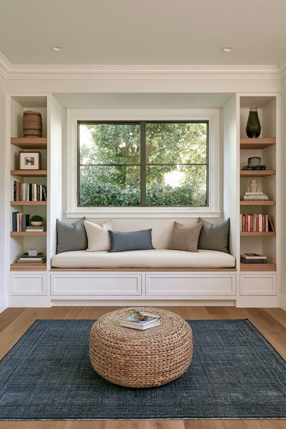 8. Basement Window Seat With Hidden Storage