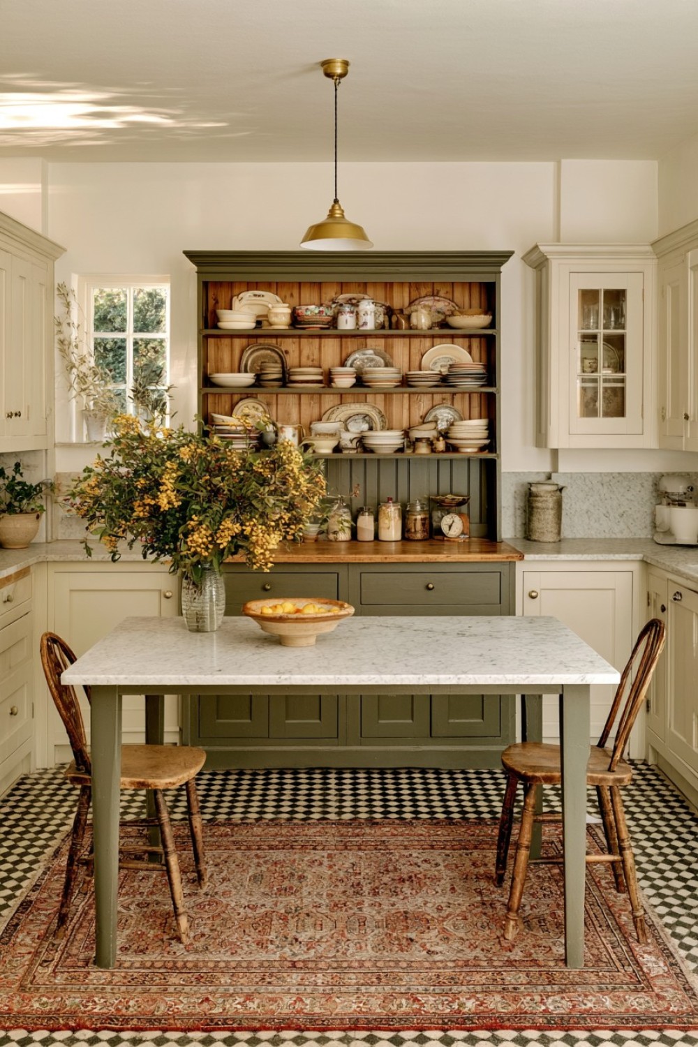 Freestanding painted kitchen dresser with cottage style storage