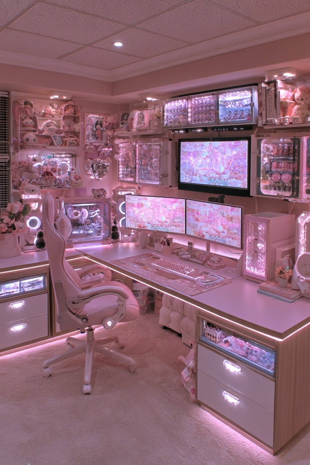 15. Flexible Pink Gaming And Creative Room