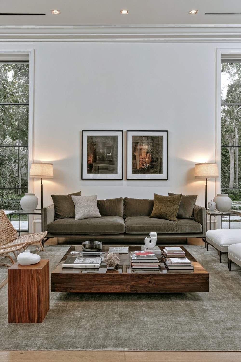 Tonal sofa composition using several shades of one living room color