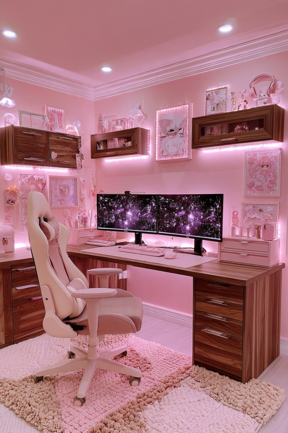 1. Dusty Rose And Walnut Gaming Studio
