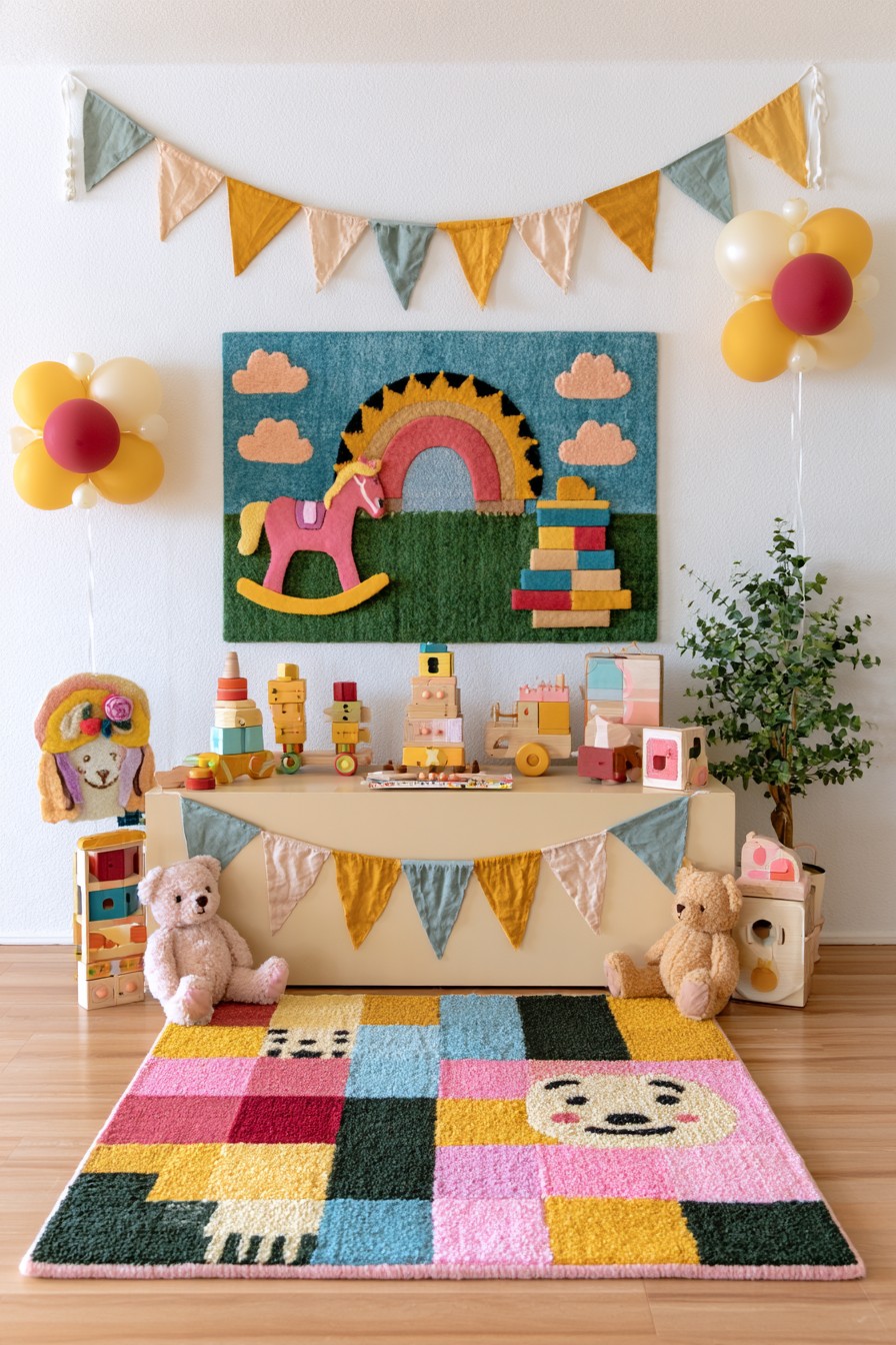 Playroom inspired first birthday corner