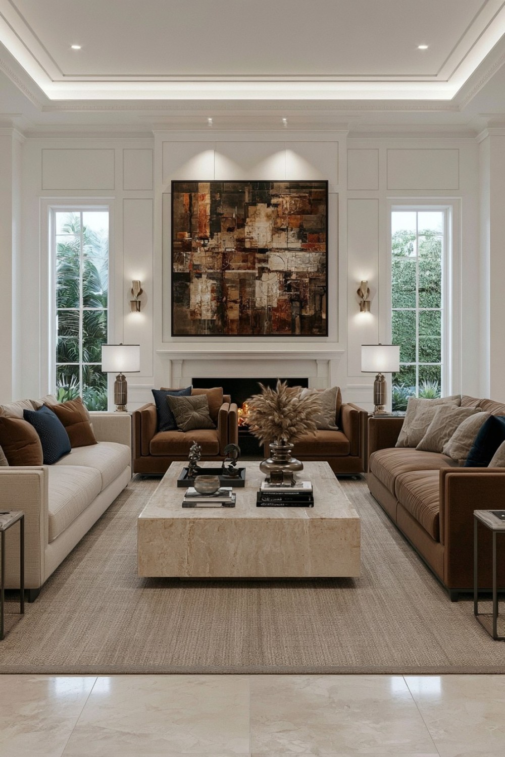 Two sofas positioned for conversation in a social living room