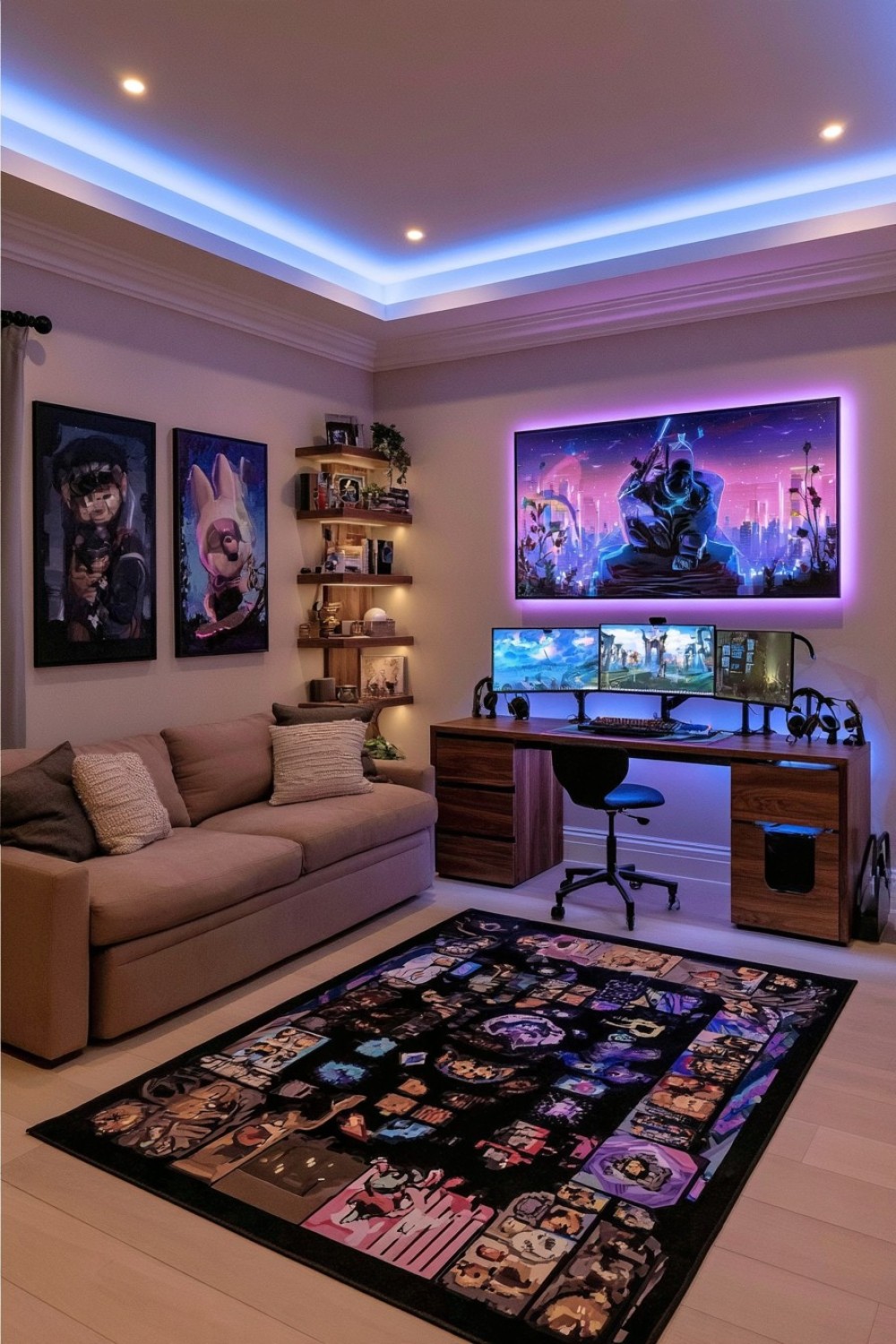 Spare bedroom converted into a flexible adult gaming suite