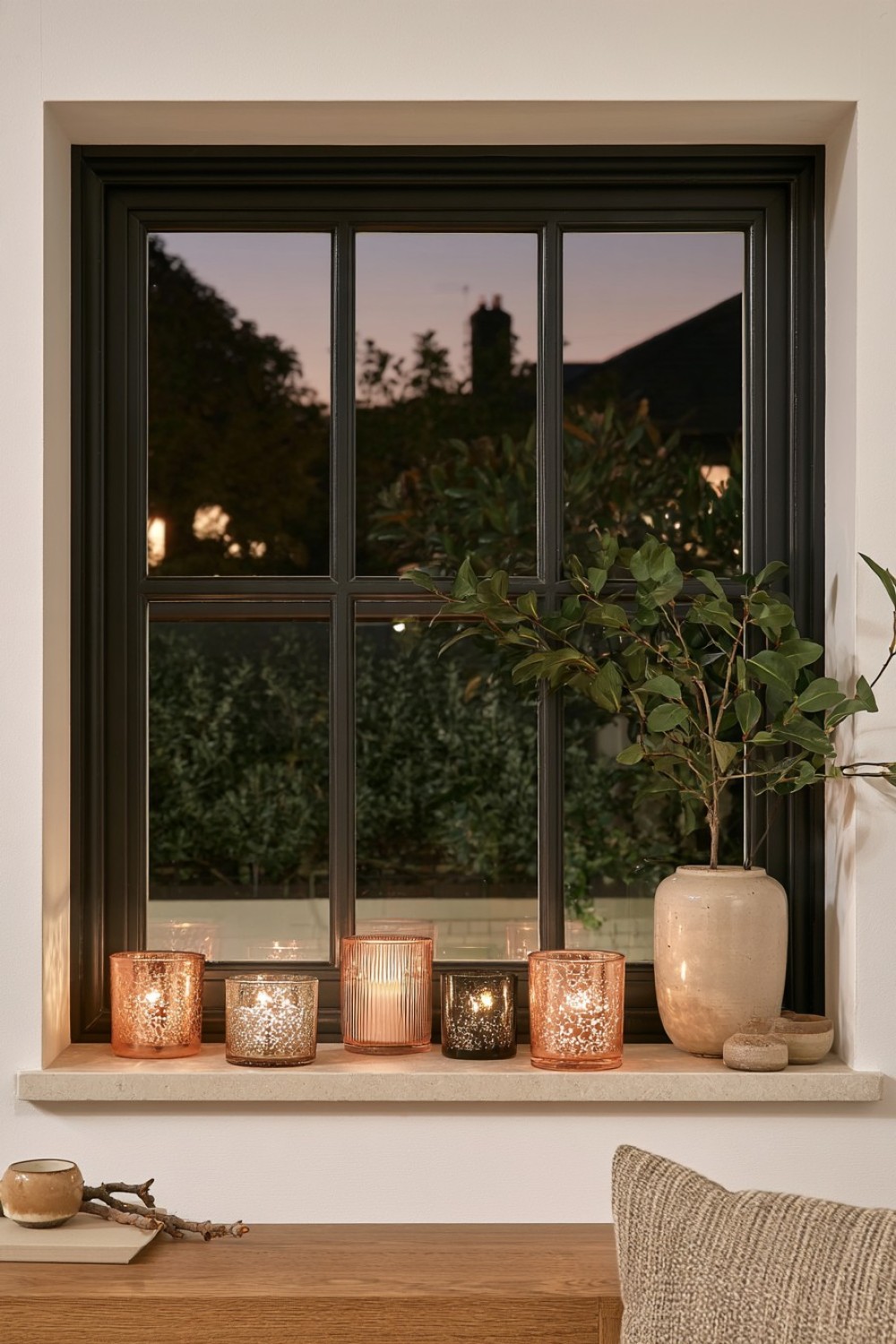 8. Evening Window Ledge Candle Display