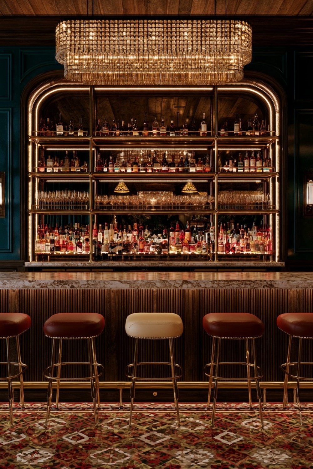 4. Deep Green Cocktail Bar With A Refined Identity