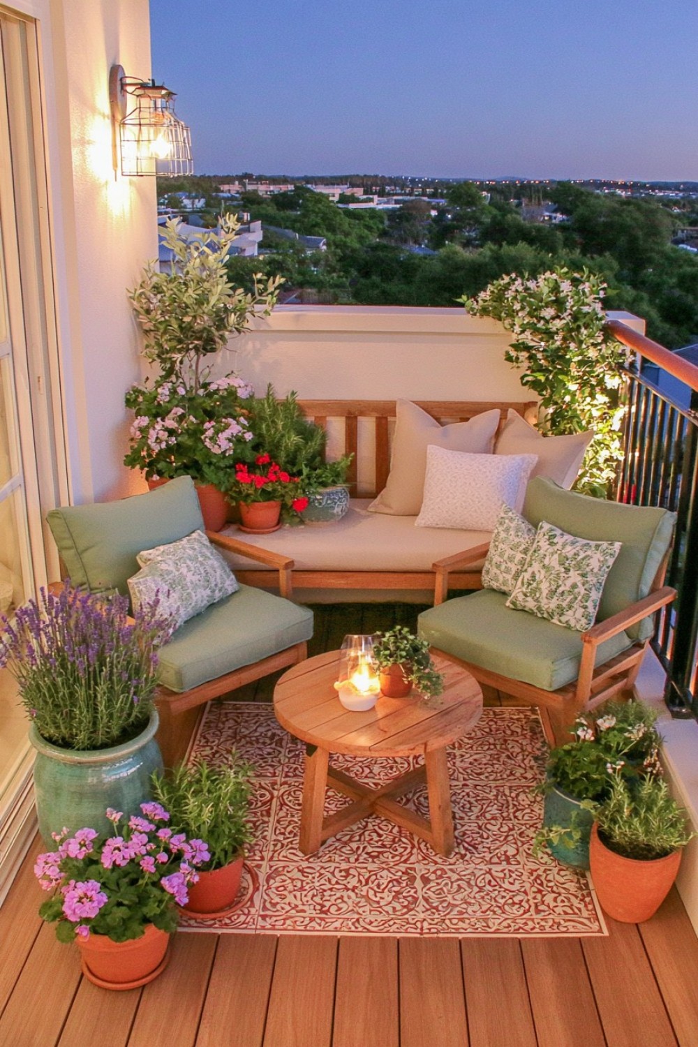 Aromatic evening balcony garden with scented foliage