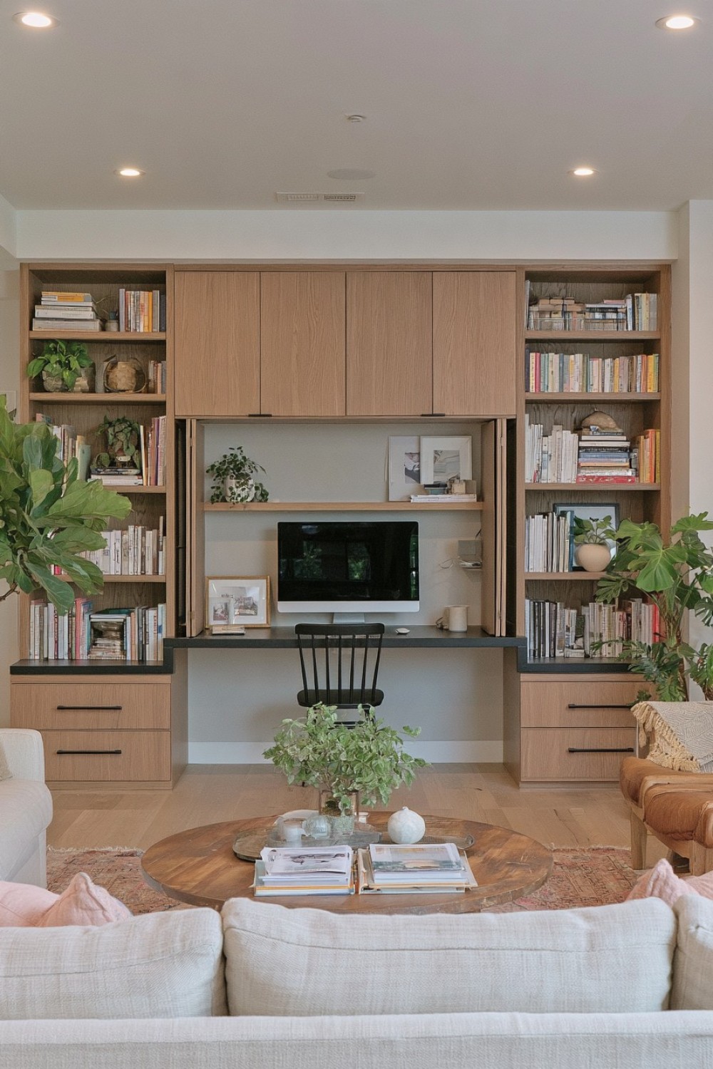 2. Storage Wall With A Hidden Basement Workspace