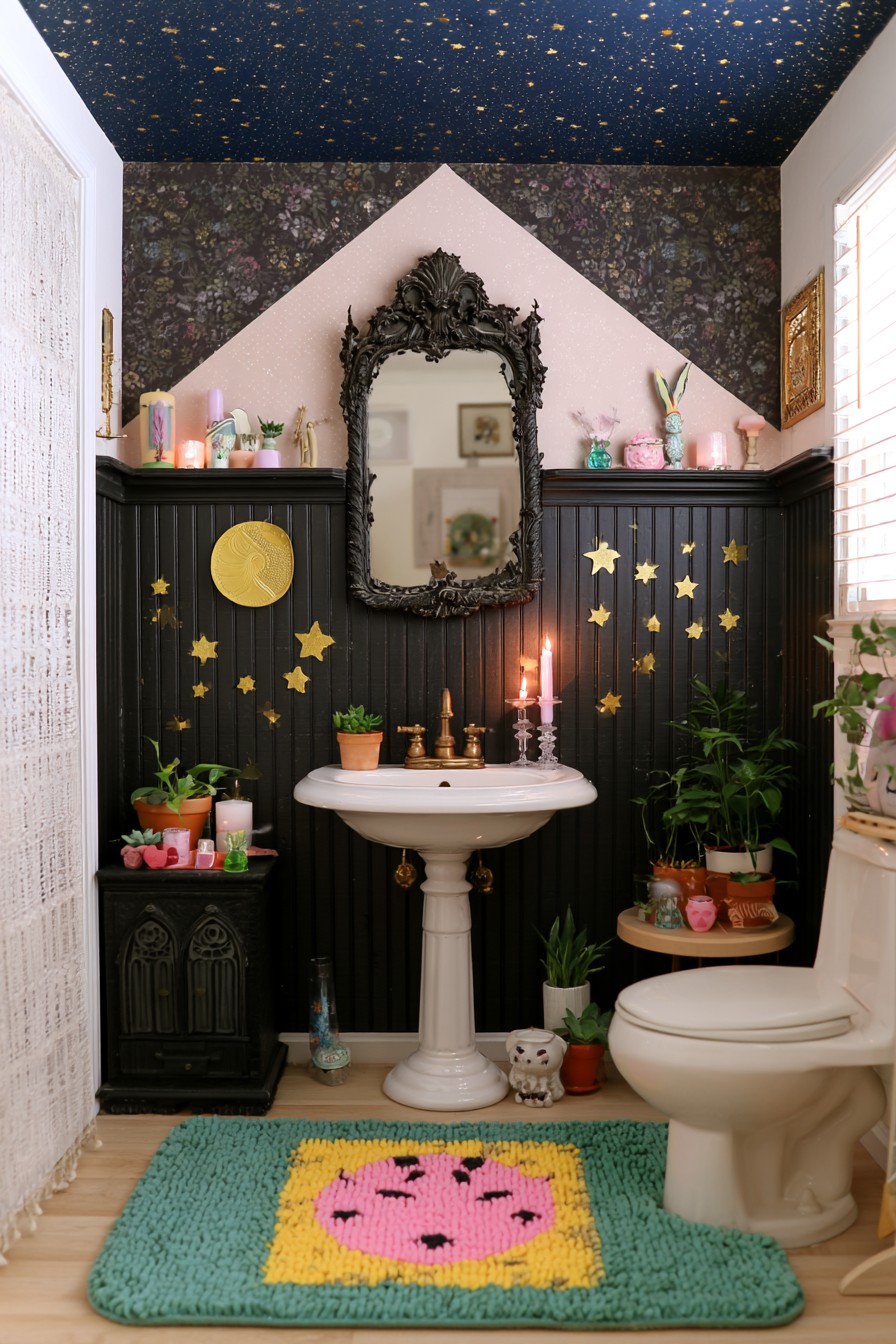 Black Gothic cabinet fronts with carved arch panels