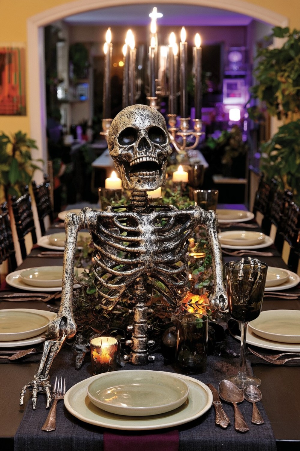 7. Skeleton Dinner Guest Integrated Into The Tablescape