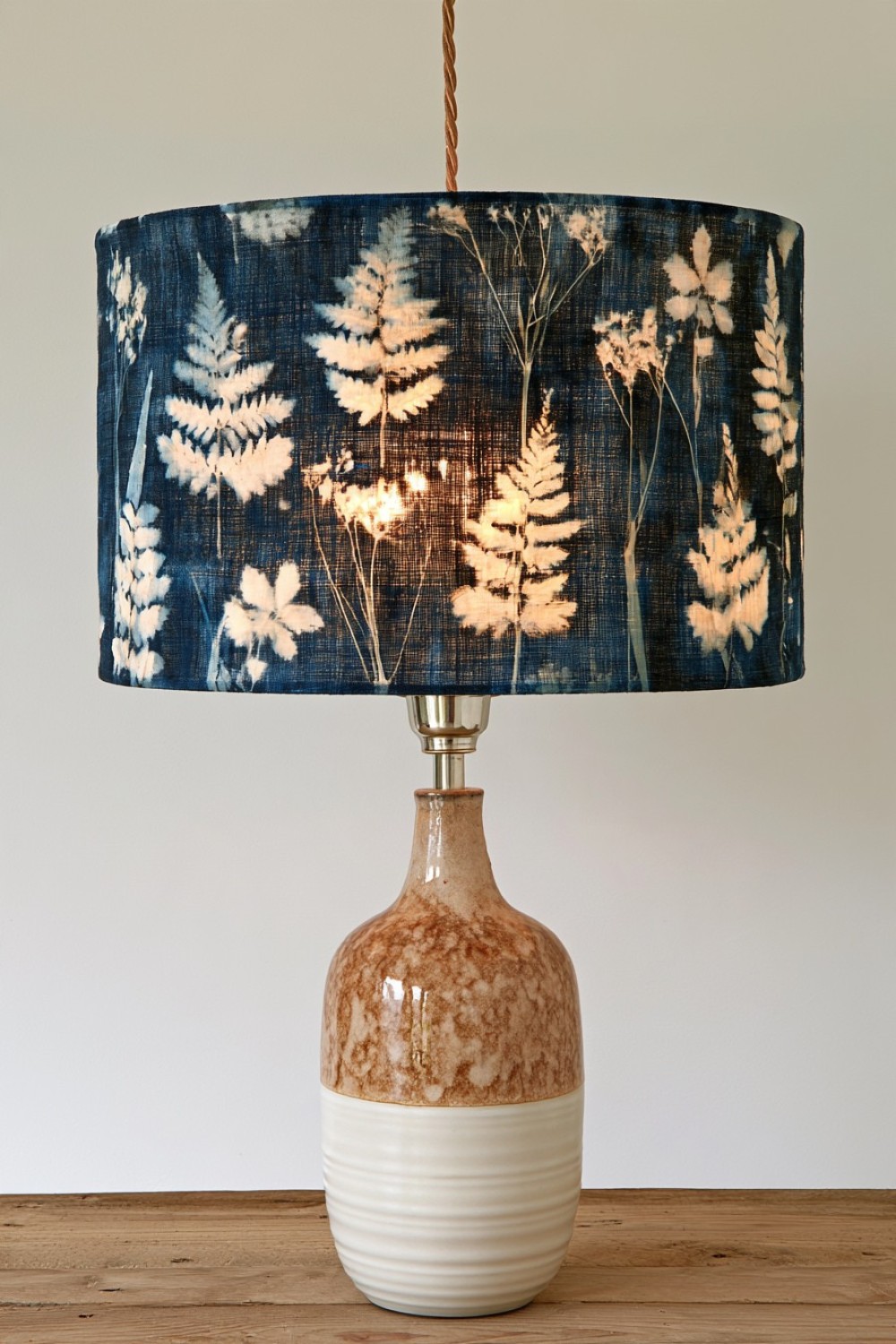 3. Botanical Cyanotype Fabric Lampshade
