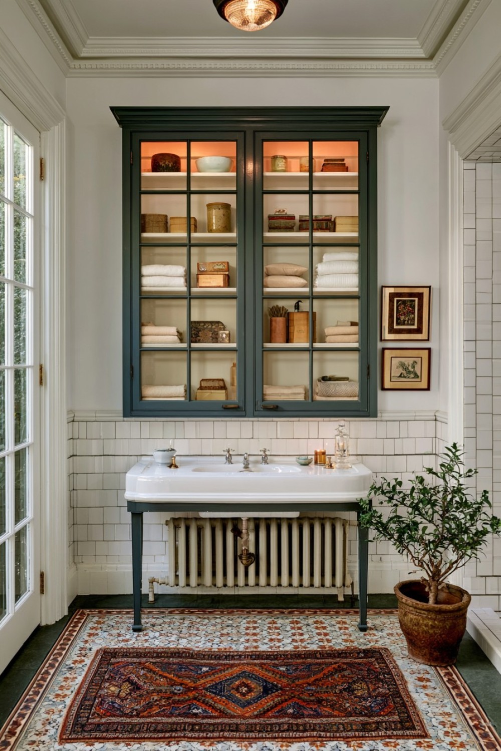 5. Glazed Linen Cabinet For Vintage Storage