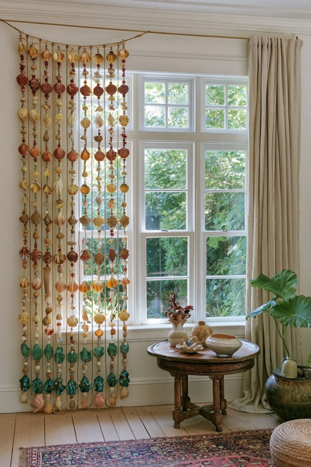 14. Shell, Clay And Wood Window Accent