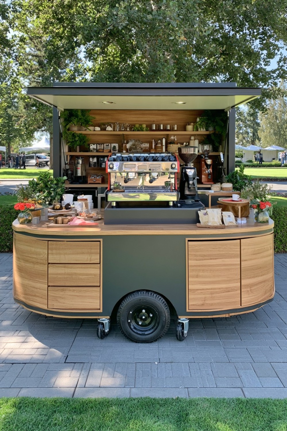16. Outdoor Ready Coffee Cart With Weather Resistant Surfaces