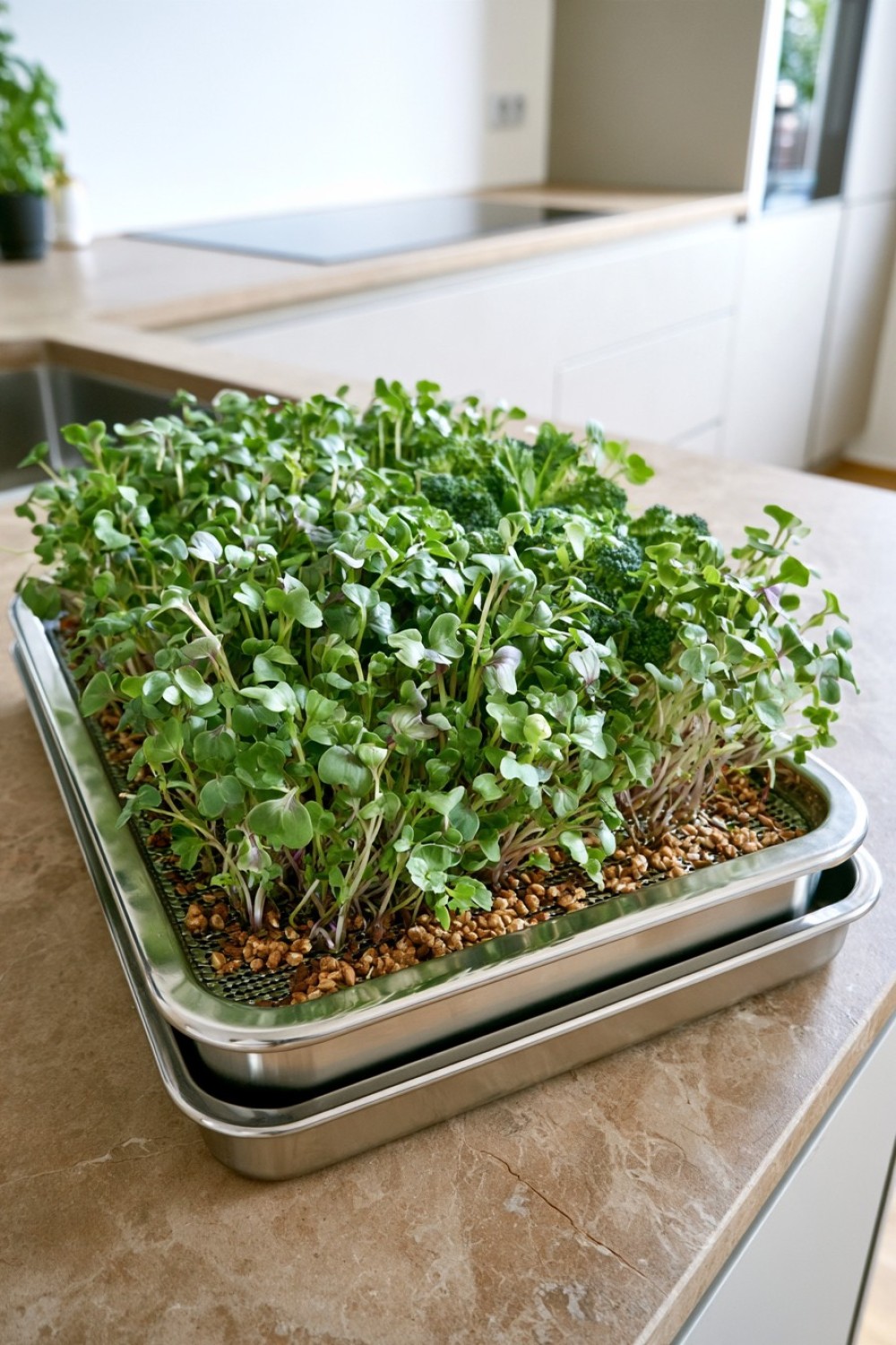 1. Minimal Stainless Steel Microgreen Tray