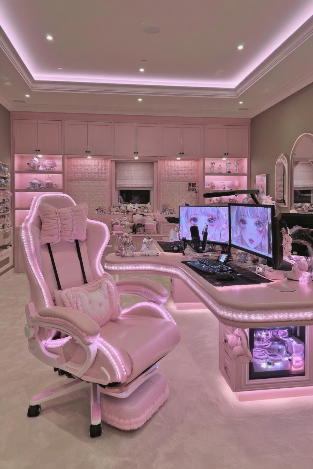 12. Pink Streamer Background With Curated Shelving