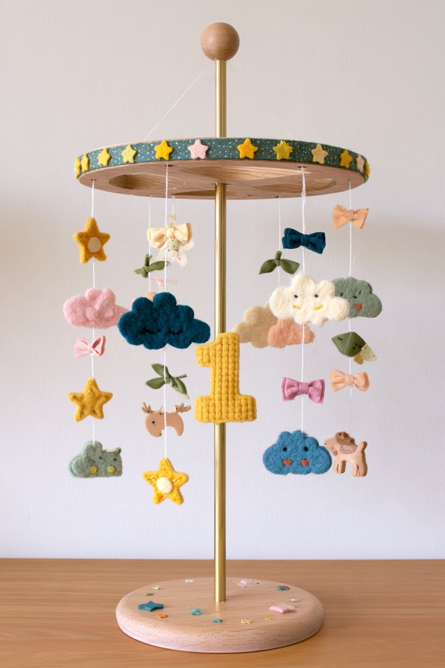 Number one first birthday keepsake mobile