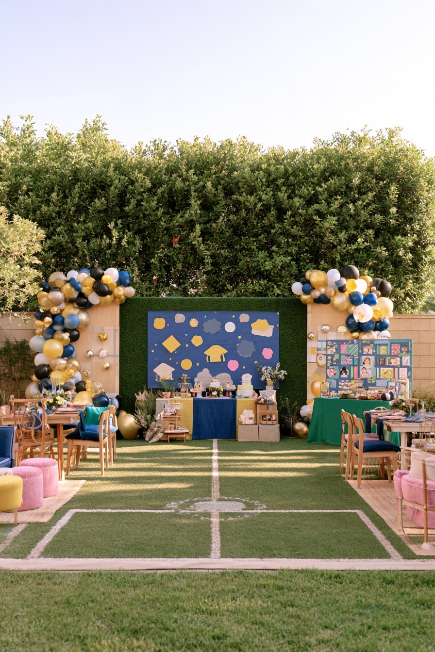 Backyard sport inspired graduation party