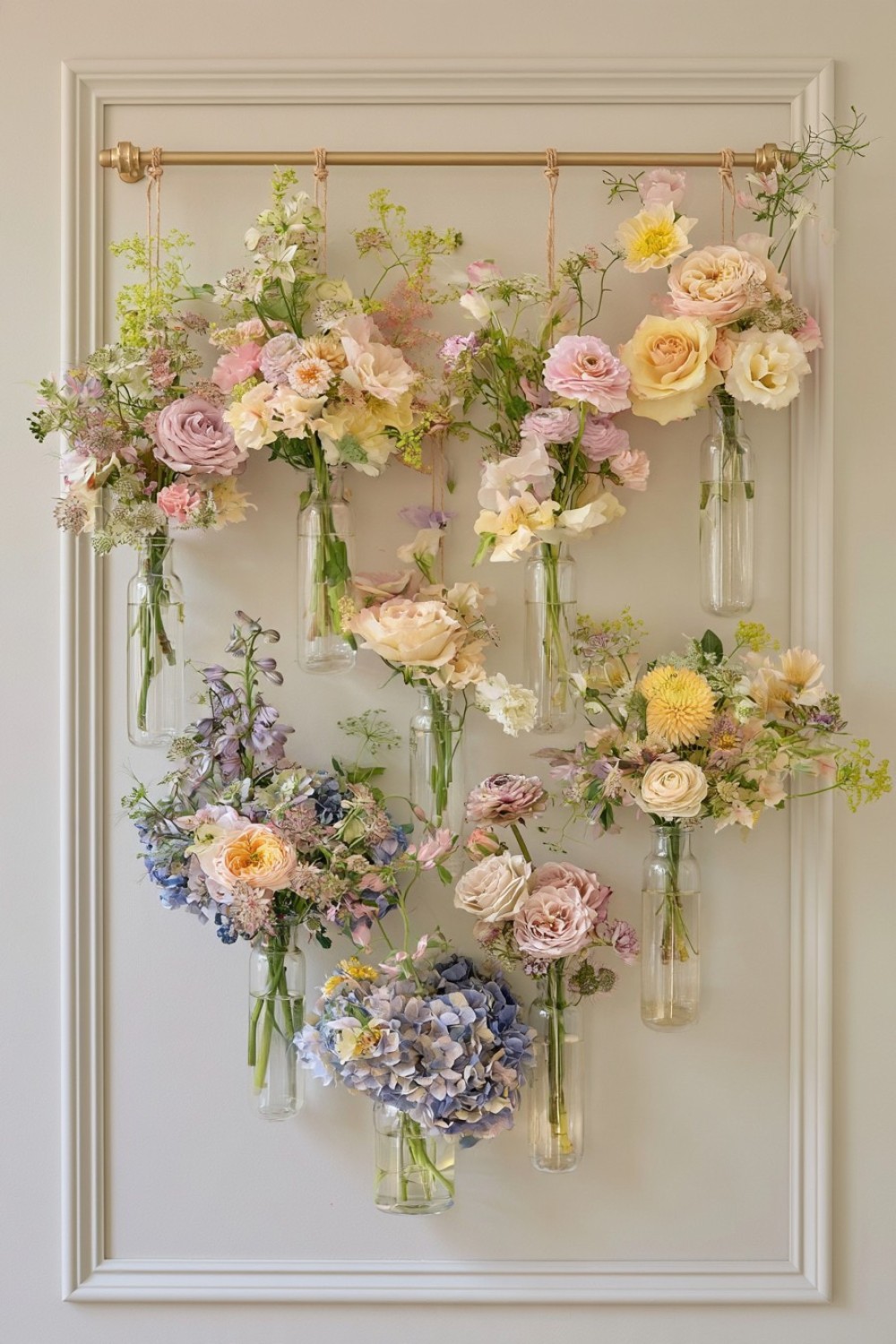 14. Create A Botanical Wall Moment With Hanging Test Tubes