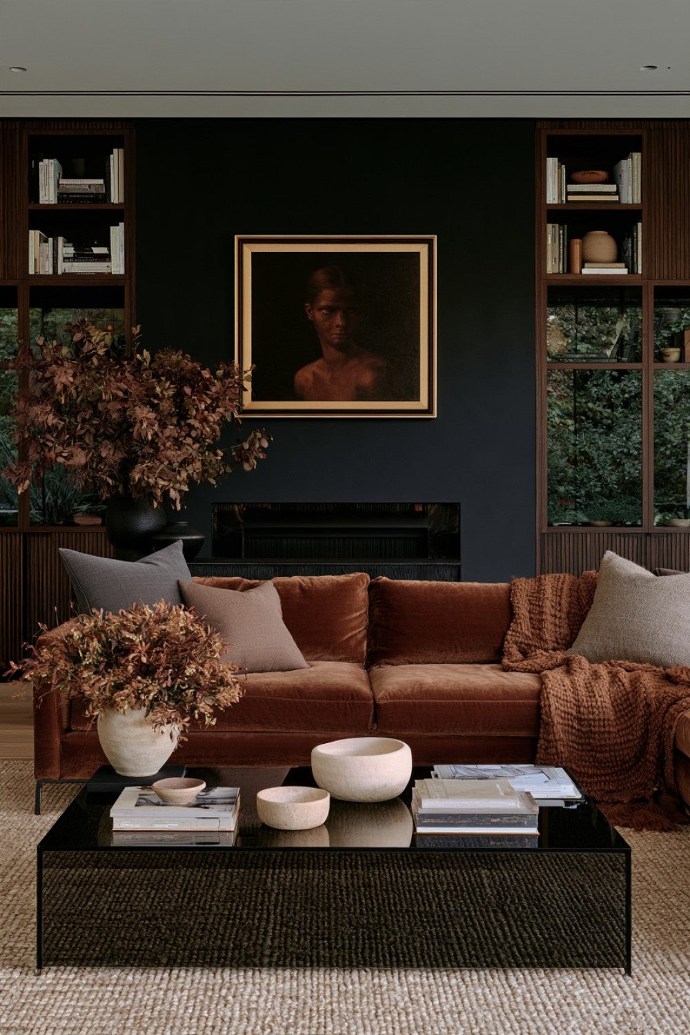 14. Smoked Glass With Dark Furniture